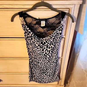 NWT O'-Sher Animal Print Lacy poly/spandex satin mini dress.